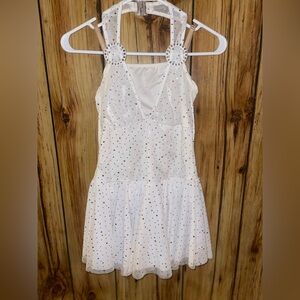 FINA White Lyrical Dance Costume XL Child Sparkle Halter Ballet Contemporary